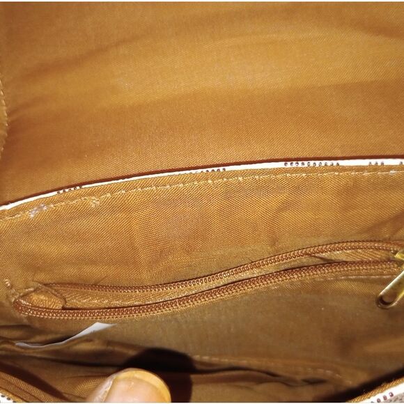 🆕👜Small Crossbody Bag - White with Brown Letters - Picture 6 of 7